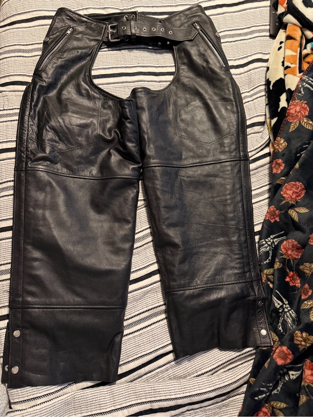 Black leather chaps